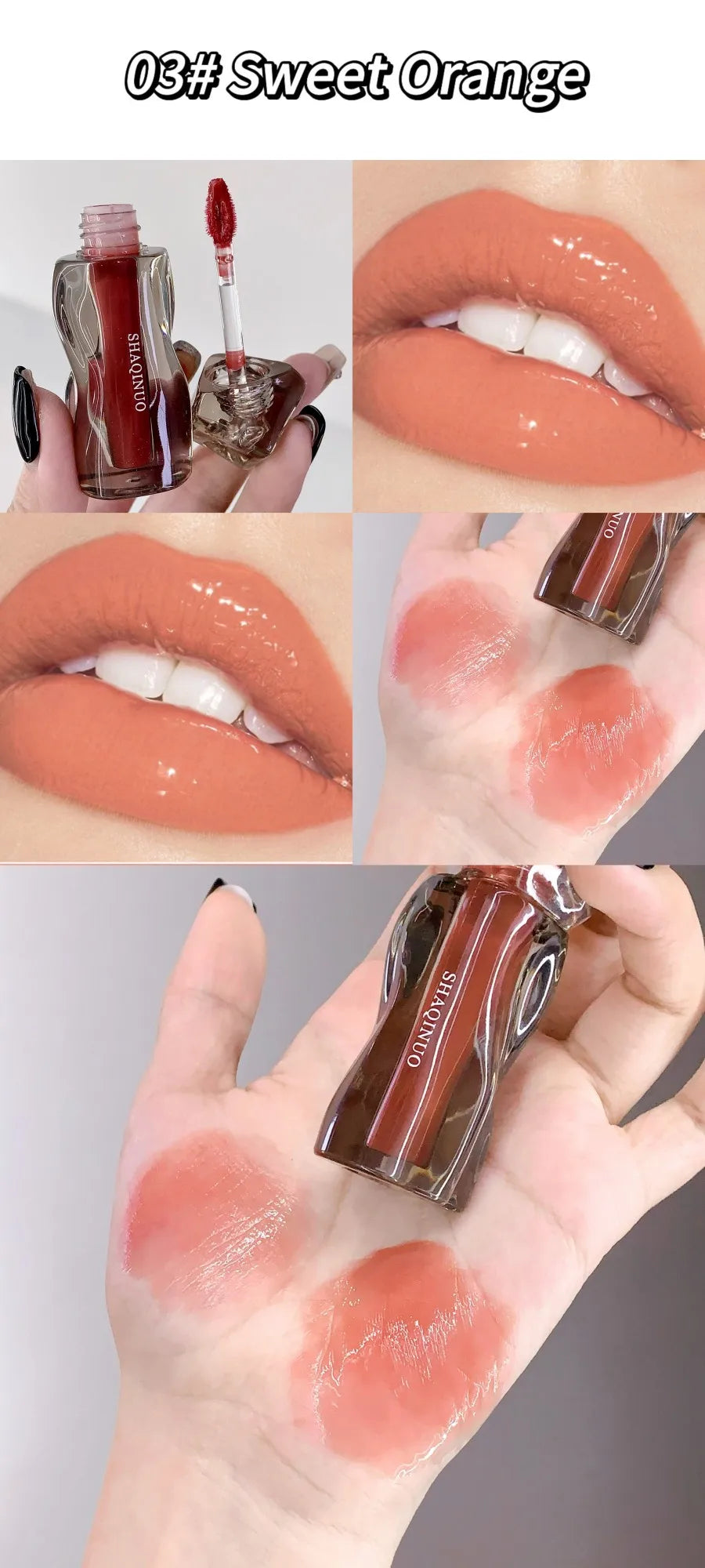 6-Color Moisturizing Plumping Lip Gloss – Shimmering Dewy Non-Greasy Finish