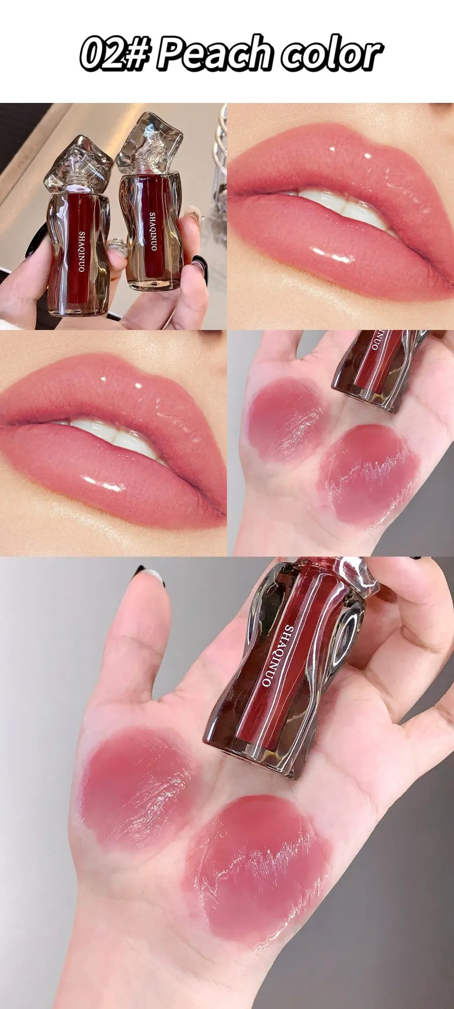 6-Color Moisturizing Plumping Lip Gloss – Shimmering Dewy Non-Greasy Finish