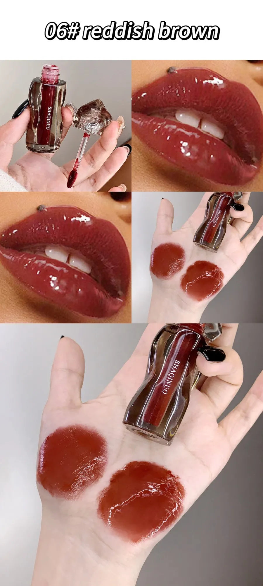 6-Color Moisturizing Plumping Lip Gloss – Shimmering Dewy Non-Greasy Finish