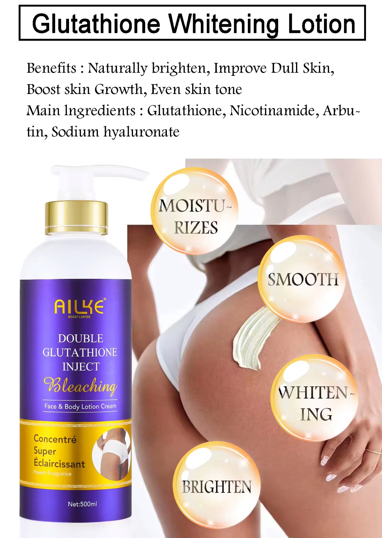 Brightening Face & Body Serum with Glutathione, Aloe Vera & Vitamin C