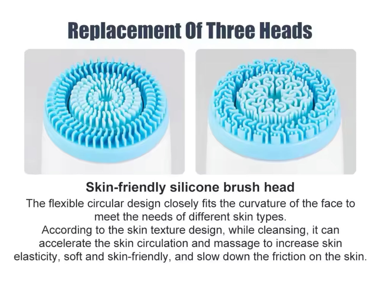 3-in-1 Electric Facial Cleansing Brush Silicone Rotating Exfoliator & Deep Cleanser