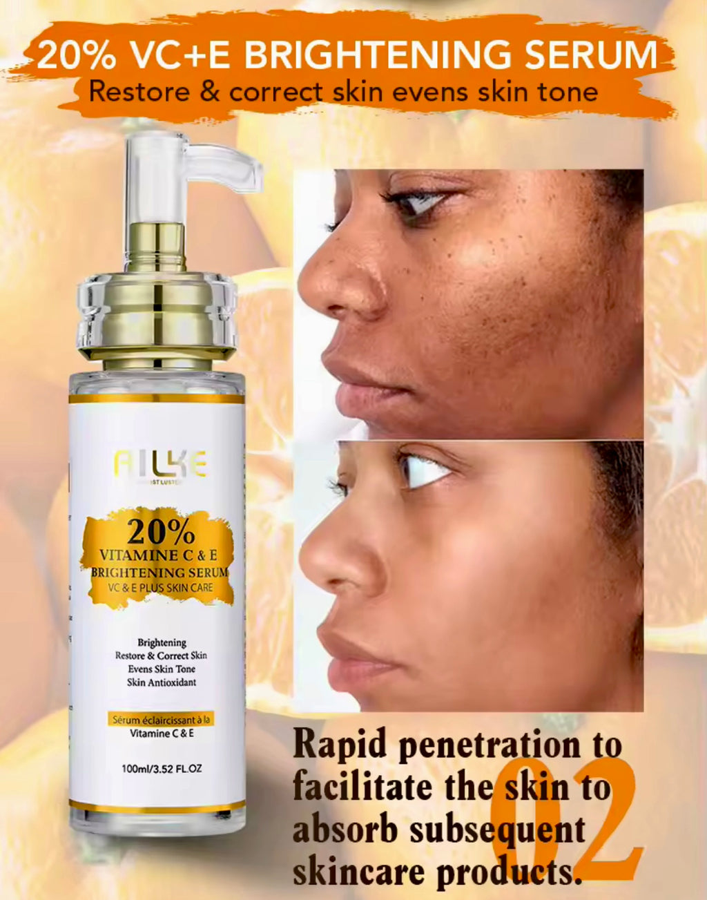 Lightening Body Cream Vitamin C & Hyaluronic Acid Hydrating & Ton Correcting