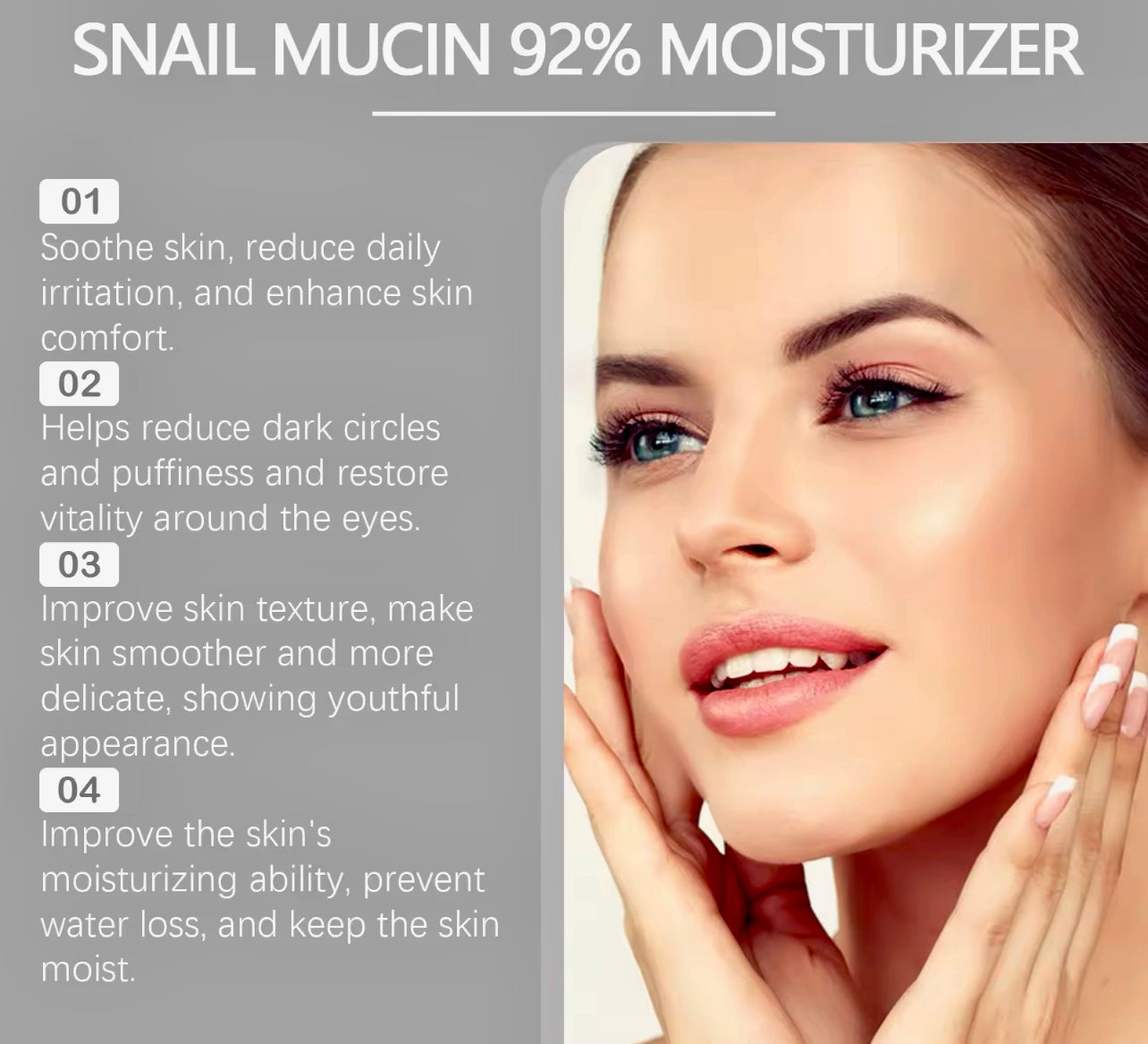 Snail Mucin 92% Face Gel Cream Hydrating & Rejuvenating Moisturizer