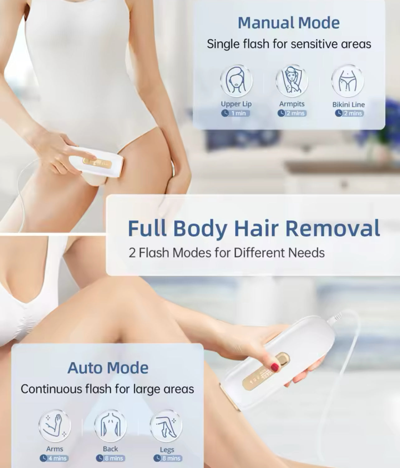 IPL 3-in-1 Laser Hair Removal Epilator 999900 Flashes, 15J for Whole Body