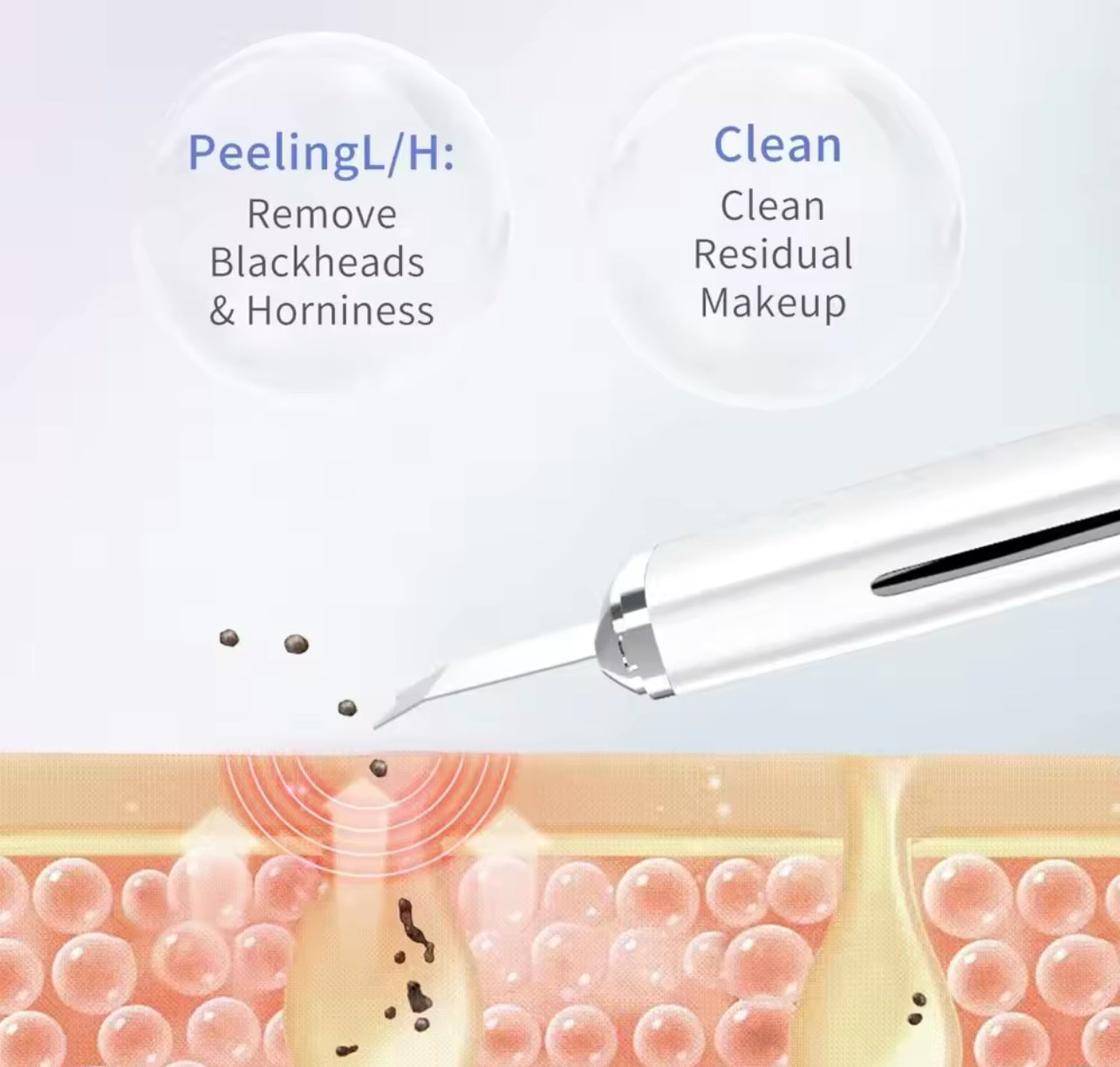 Ultrasonic Skin Scraper Deep Cleaning & Blackhead Remover Facial Spatula