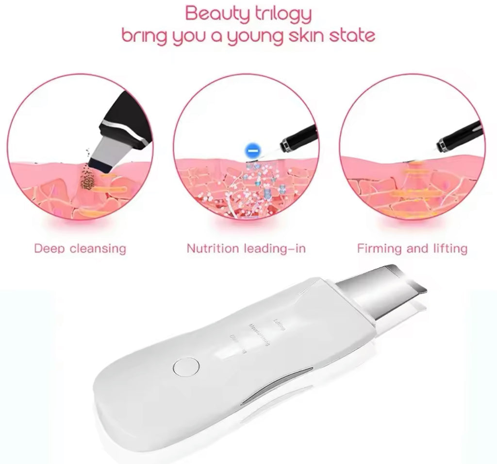 Professional Ultrasonic Facial Skin Scrubber Rechargeable Deep Cleansing Device