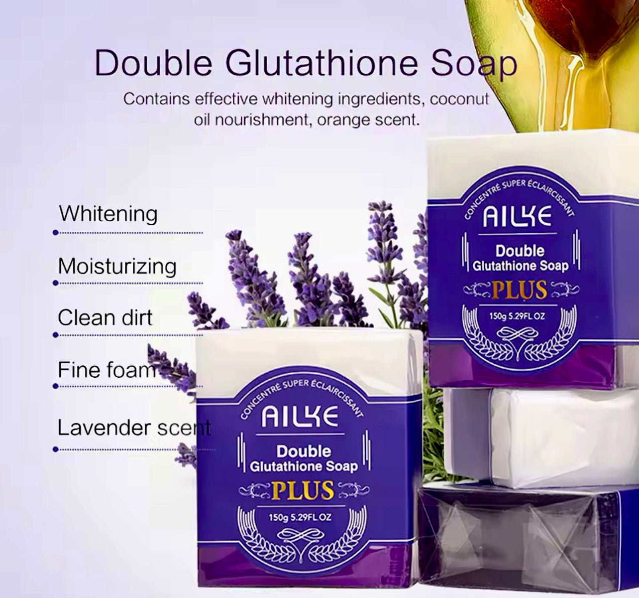 Lightening Soap Bar Glutathione & Lavender for Clear, Radiant Skin
