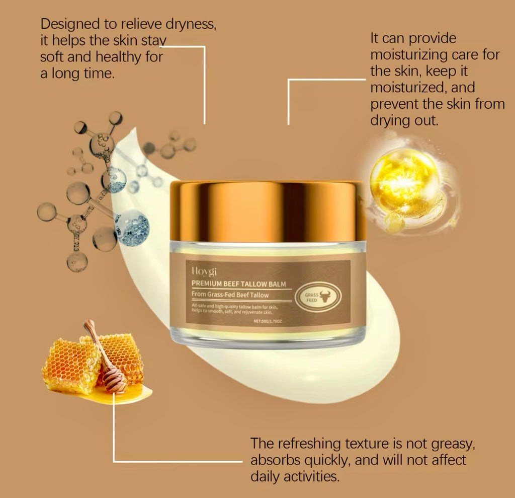 Premium Beef Tallow & Honey Moisturizing Balm Deep Hydration & Skin Softening