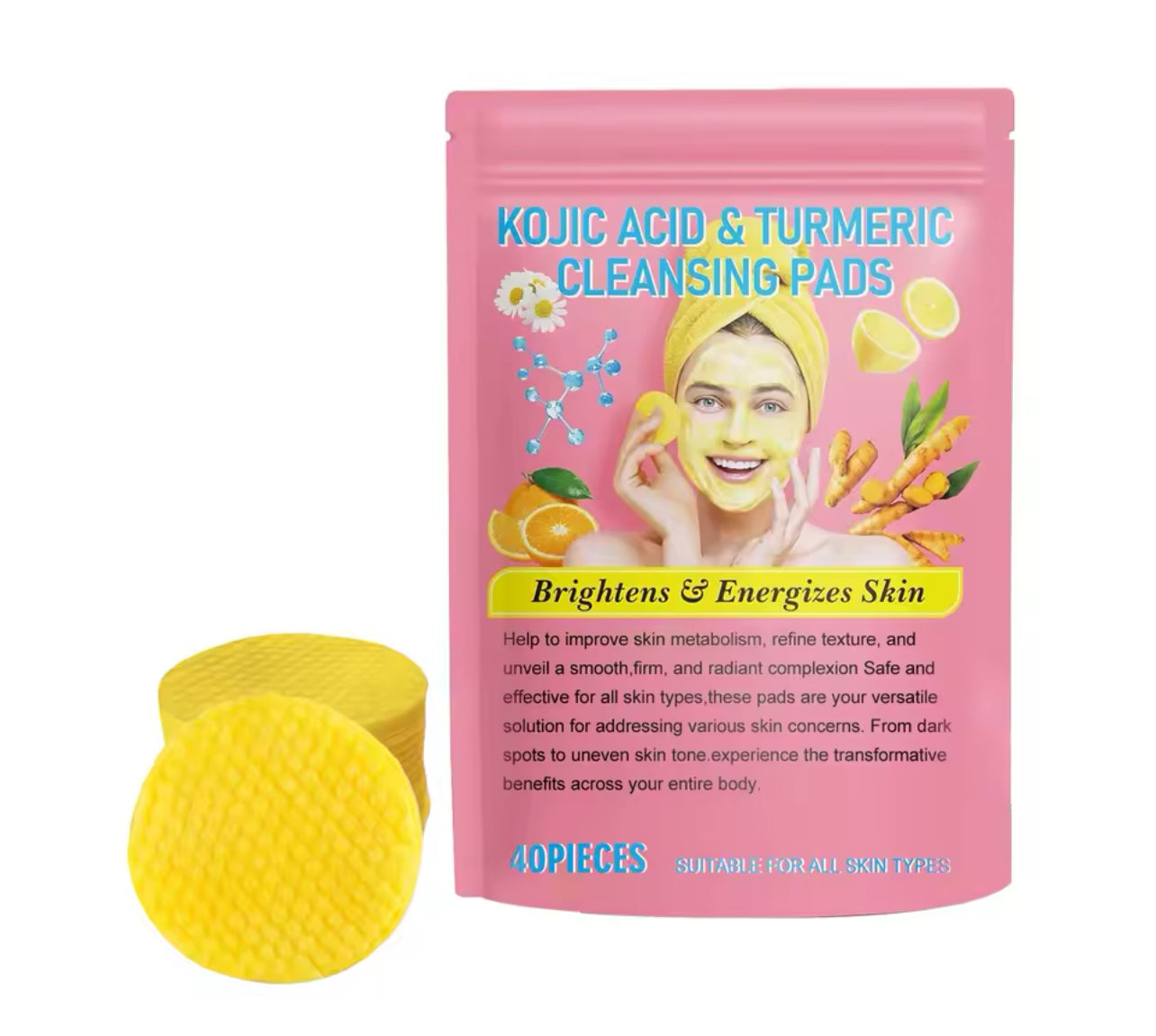 Turmeric & Kojic Acid Exfoliating Cleansing Pads (40pcs)