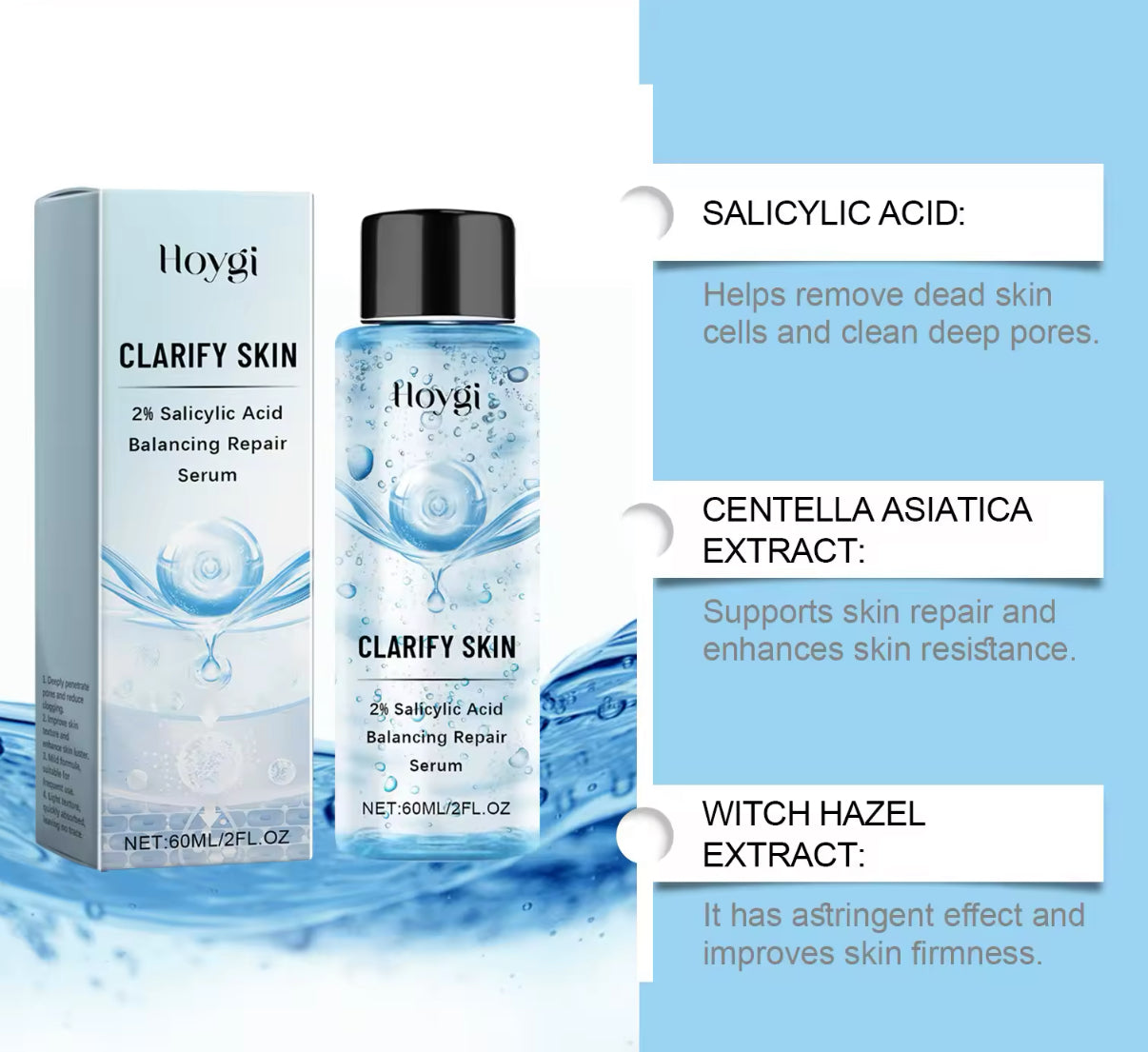 Salicylic Acid Repairing Facial Serum  Pore Refining & Oil Control Treatment