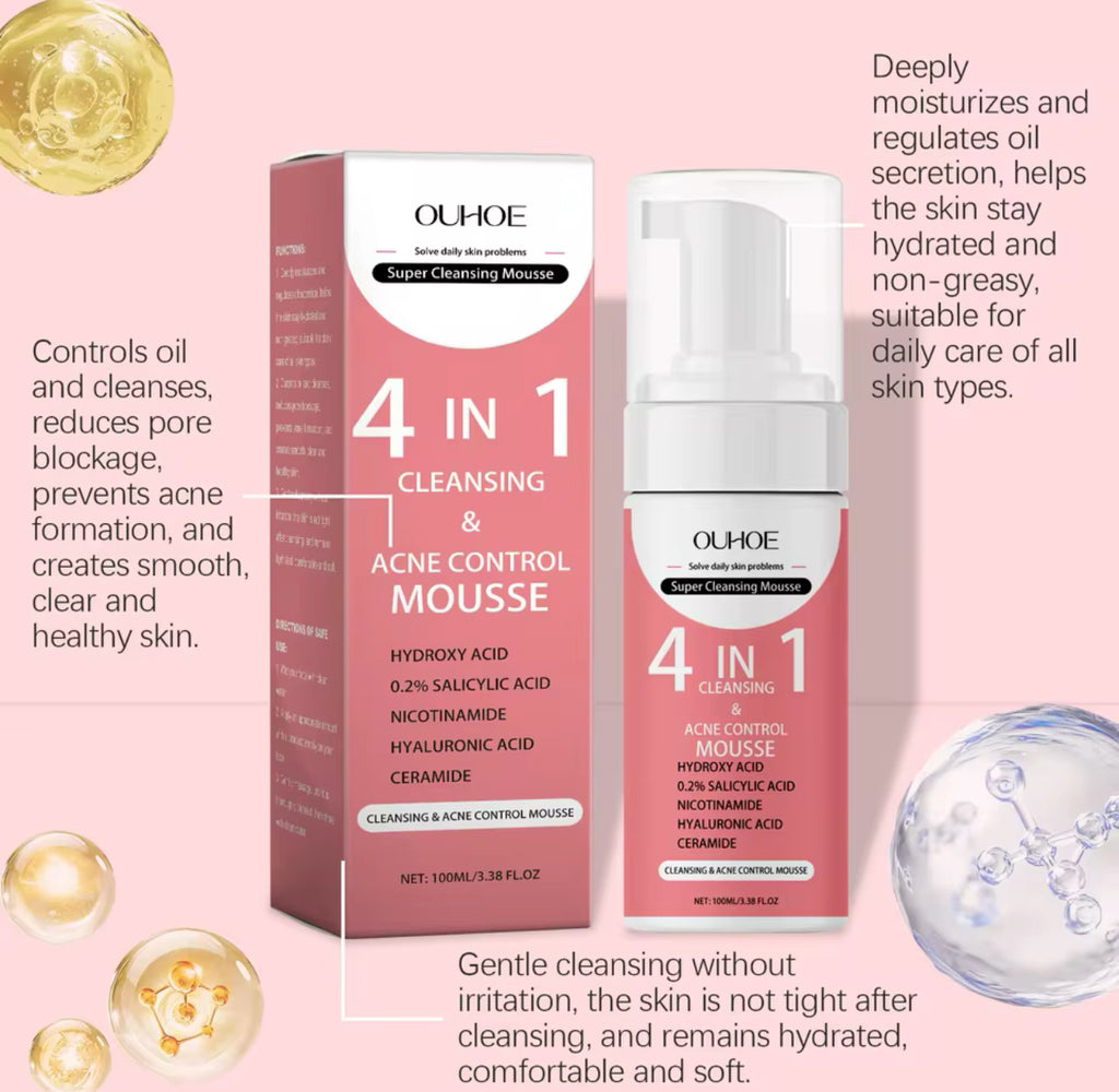 Revitalizing Organic Salicylic Acid Foaming Face Cleanser – 4-in-1 Hydrating Mousse