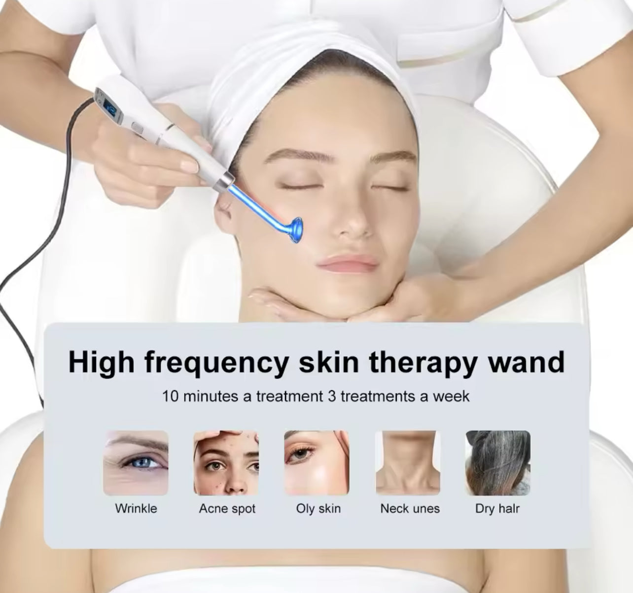 High Frequency Electrode Wand Glass Tube Acne Spot Remover