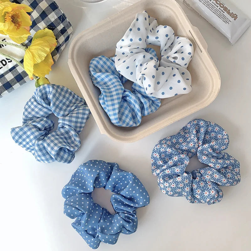 Summer Beach Style Women’s Hair Scrunchies Set – Blue Series Korean Hair Accessories