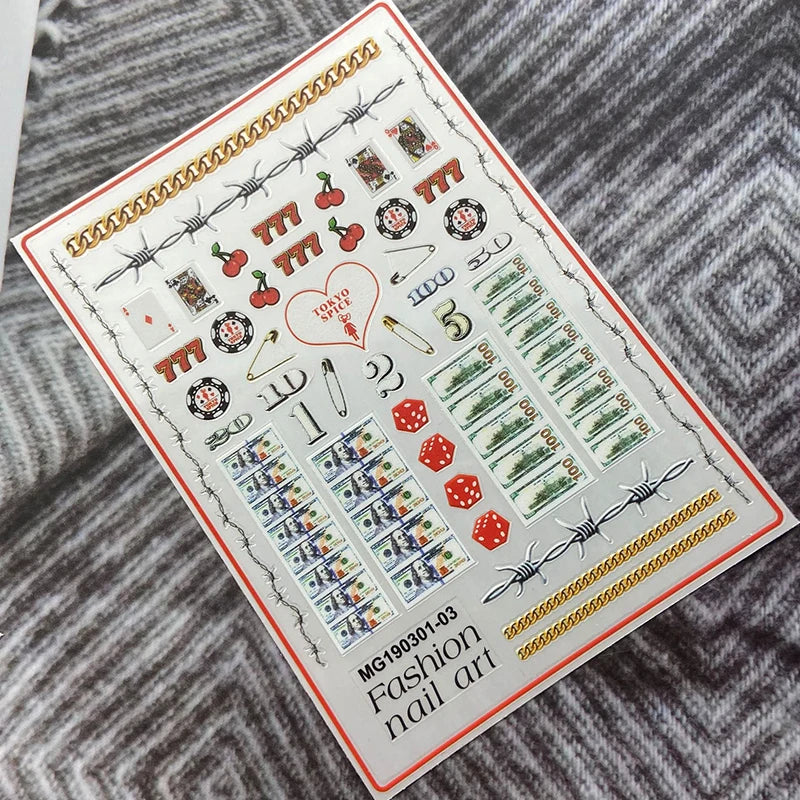 3D Dollar Sign Nail Art Stickers