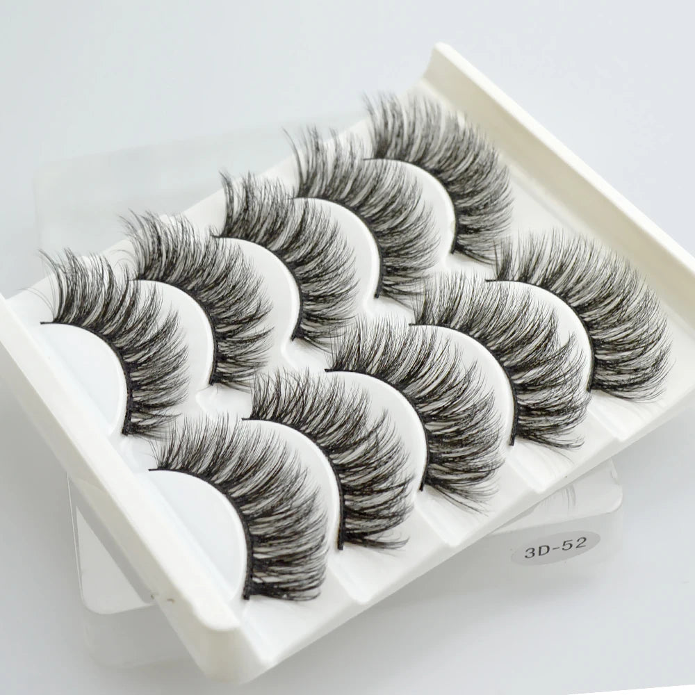 QSTY 3D Mink False Eyelashes – Dramatic Black Volume, 5 Pairs