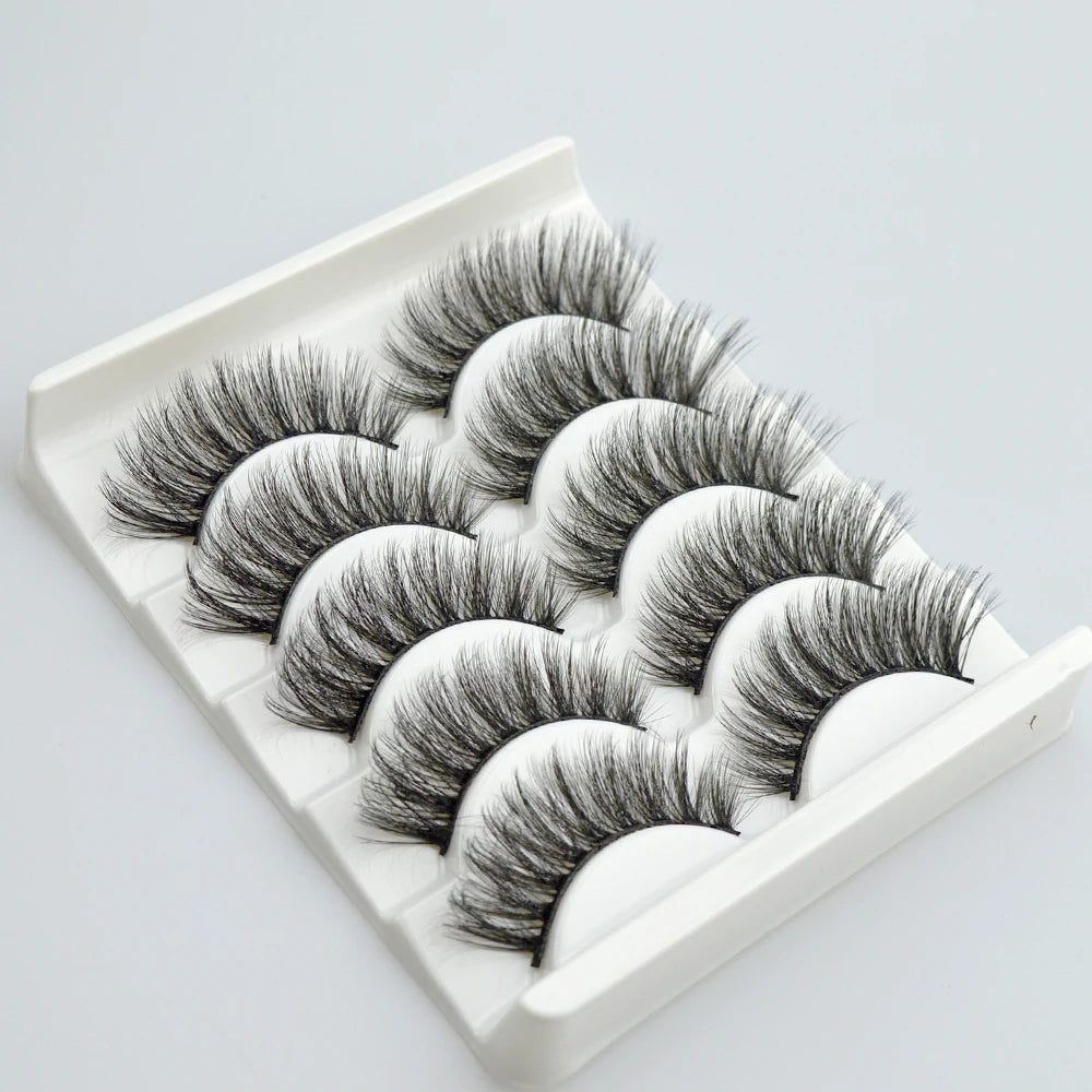 QSTY 3D Mink False Eyelashes – Dramatic Black Volume, 5 Pairs