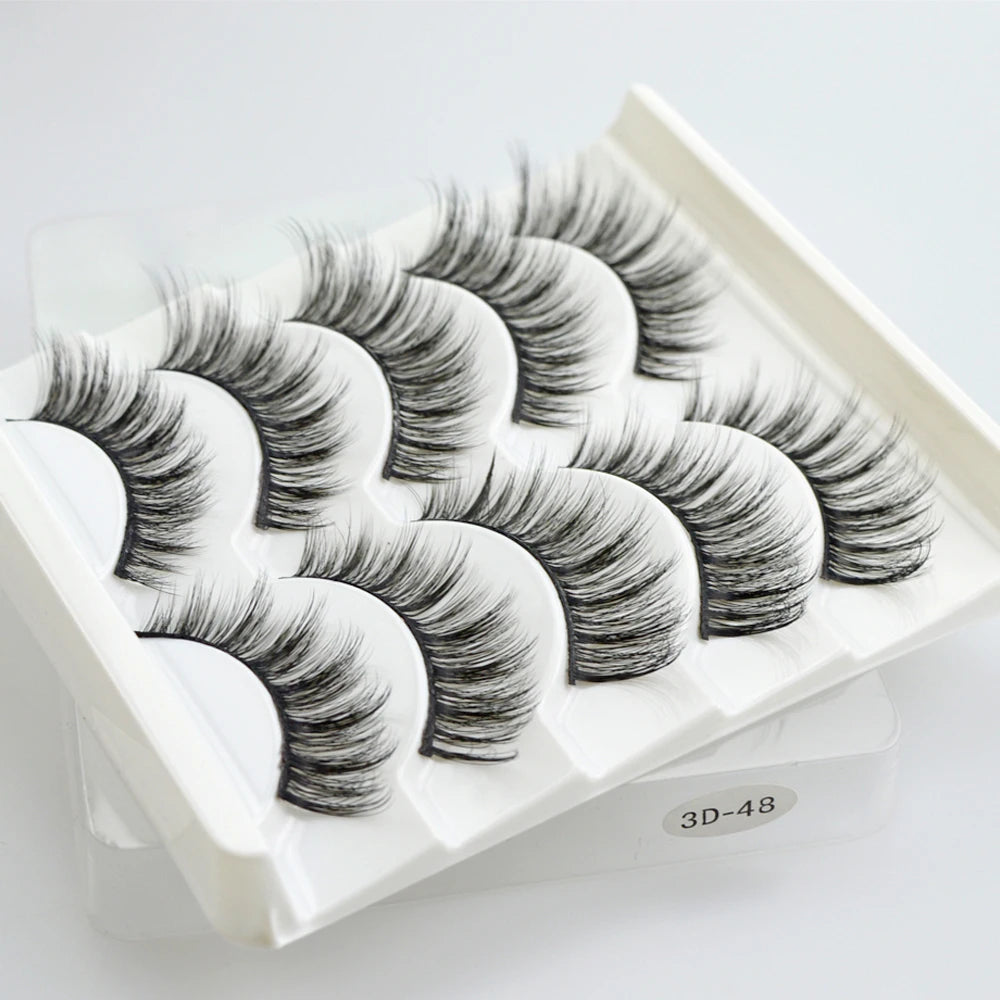 QSTY 3D Mink False Eyelashes – Dramatic Black Volume, 5 Pairs
