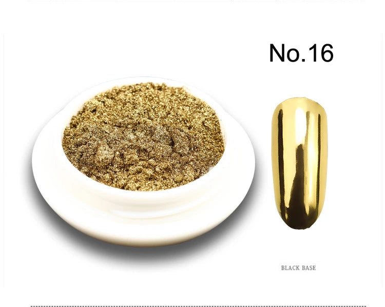 1Pc 19 Colors Nail Glitter Mirror Powder – 0.5g Chrome Dust Pigment for Nail Art & Dip Powder, JK47441