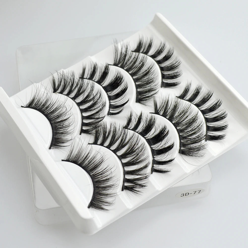 QSTY 3D Mink False Eyelashes – Dramatic Black Volume, 5 Pairs