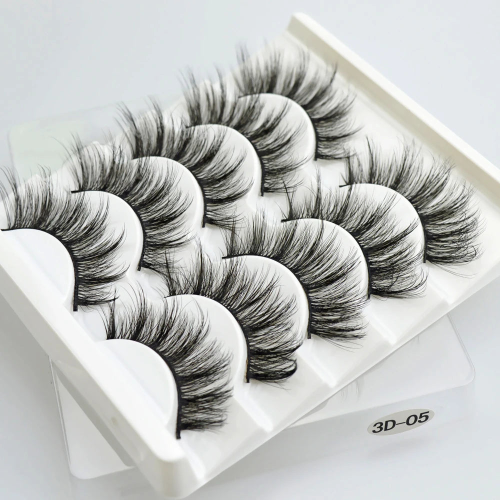 QSTY 3D Mink False Eyelashes – Dramatic Black Volume, 5 Pairs