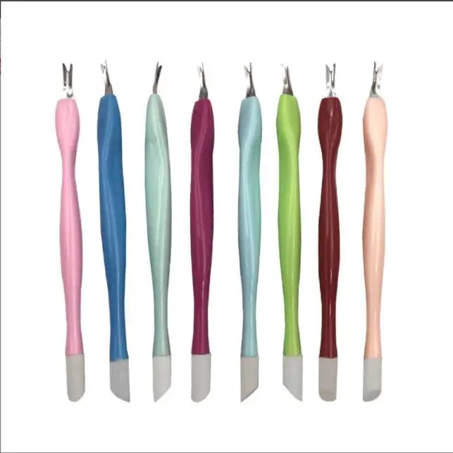 10pcs Mixed Color Cuticle Pusher Set – Dead Skin Fork, Trimmer & Peeling Knife Manicure Nail Art Tools