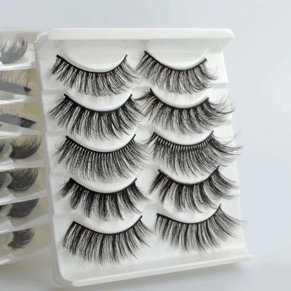 QSTY 3D Mink False Eyelashes – Dramatic Black Volume, 5 Pairs