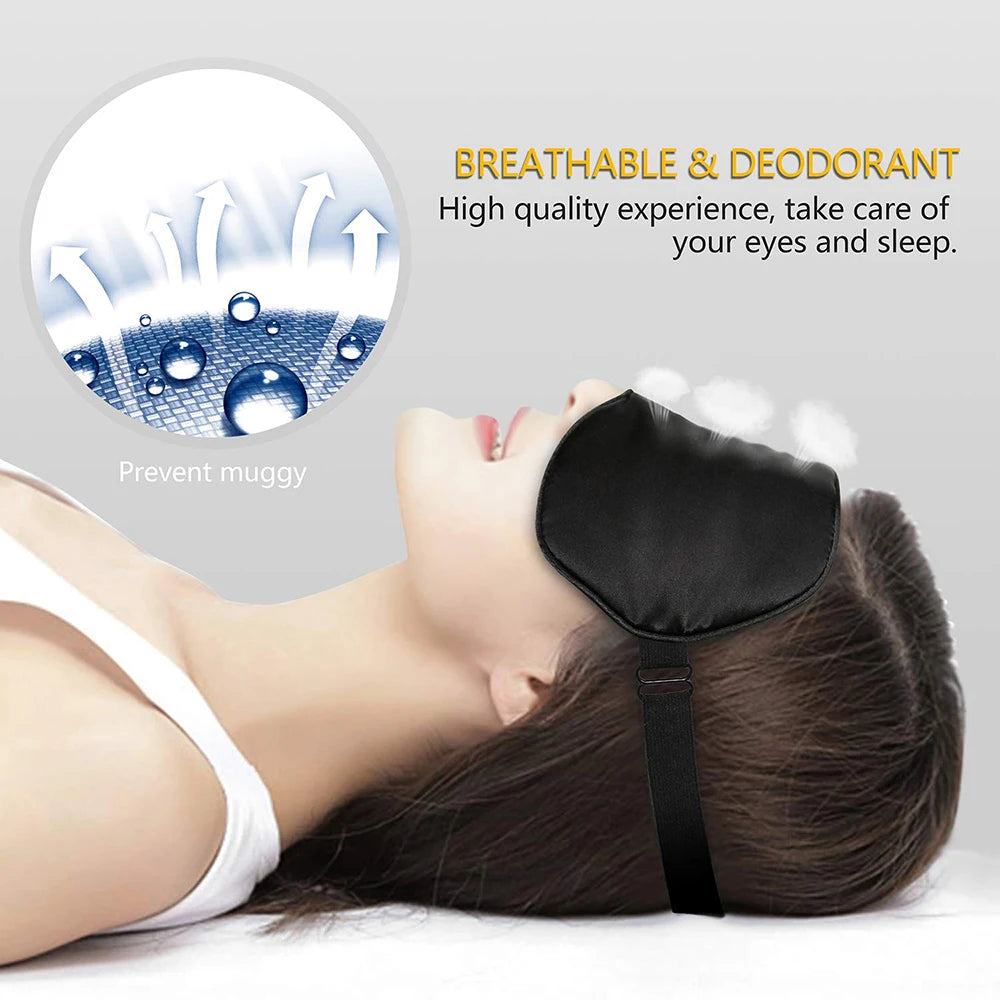 Ultra Soft Natural Silk Sleep Mask with Cotton Filling – Skin-Friendly Eye Mask with Adjustable Strap for Comfortable Sleep