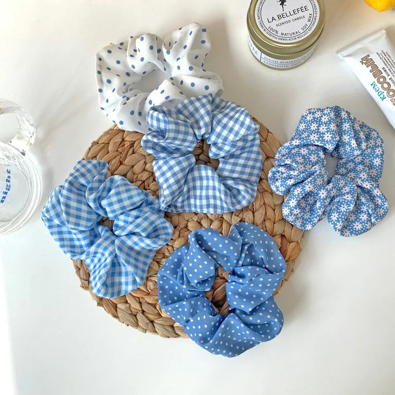 Summer Beach Style Women’s Hair Scrunchies Set – Blue Series Korean Hair Accessories