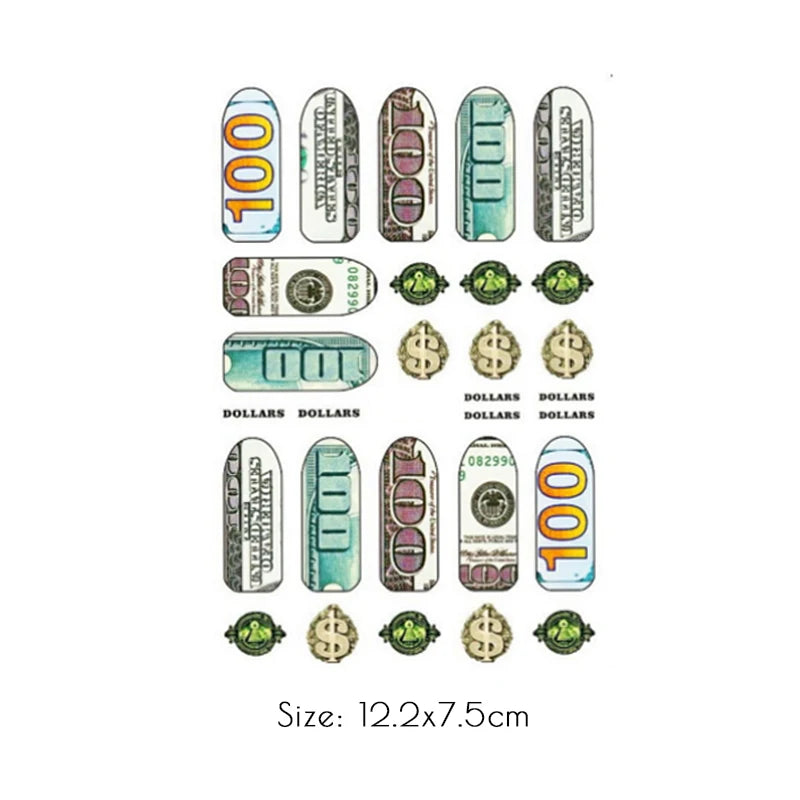 3D Dollar Sign Nail Art Stickers