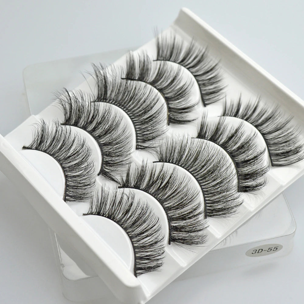 QSTY 3D Mink False Eyelashes – Dramatic Black Volume, 5 Pairs