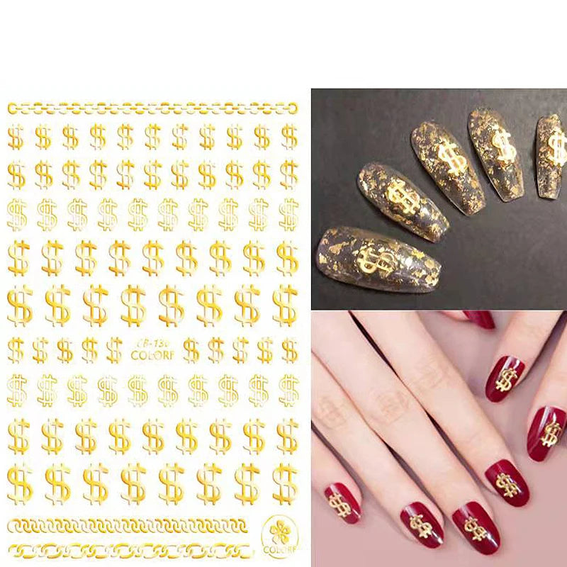 3D Dollar Sign Nail Art Stickers