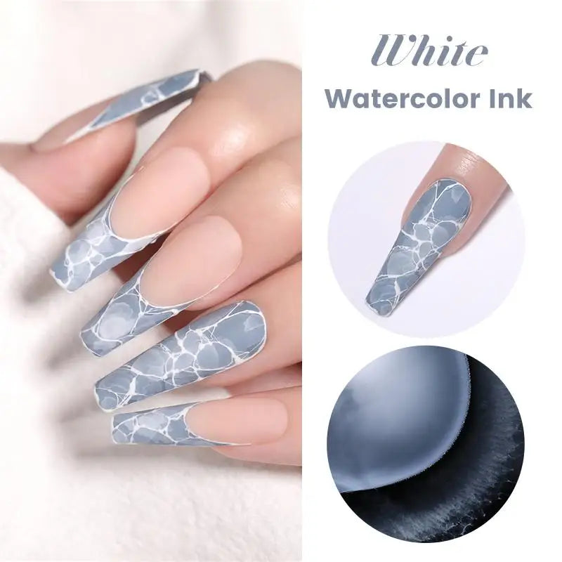 PRETTY White Blossoming Gel 15ml UV/LED Marble Nail Art Polish
