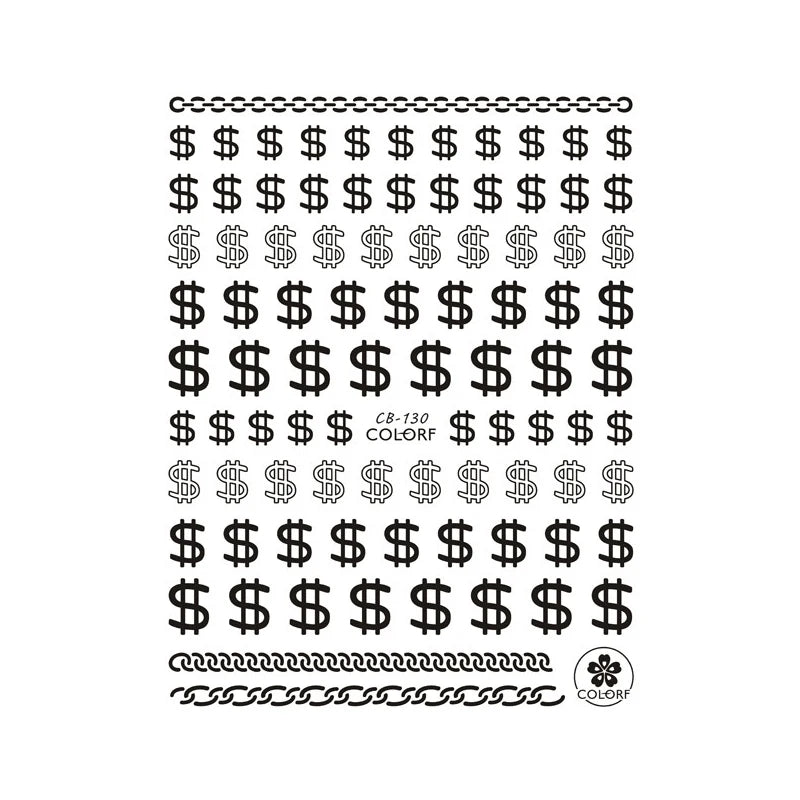 3D Dollar Sign Nail Art Stickers