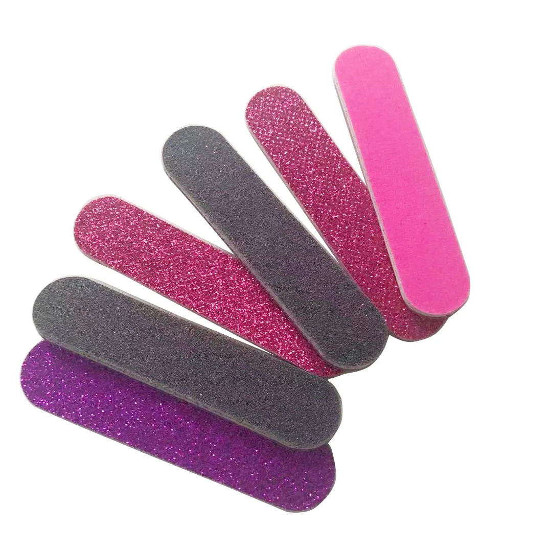 50PCS Mini Pink Glitter Nail Files – 3.5” Sandpaper Emery Boards for Nail Art & Manicure