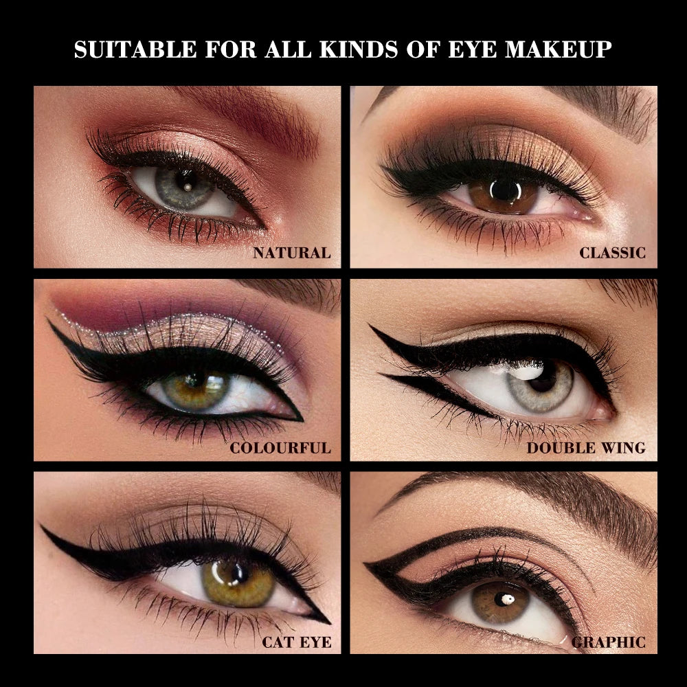 2-Piece Eyeliner Stamp Kit – Waterproof Black Liquid Eyeliner & Wing Stamp Duo for Perfect Cat Eyes