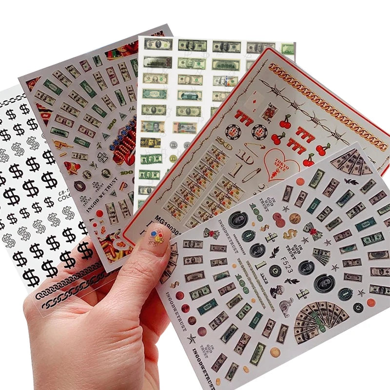 3D Dollar Sign Nail Art Stickers