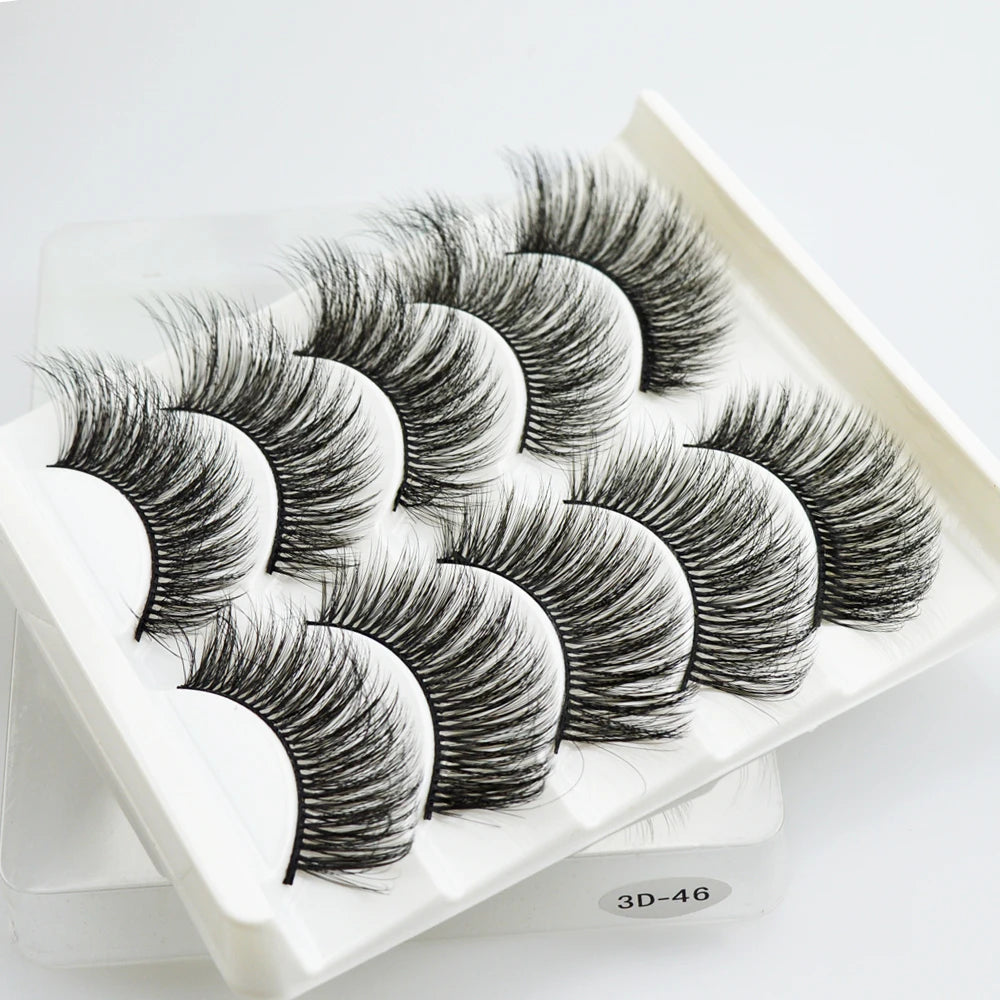 QSTY 3D Mink False Eyelashes – Dramatic Black Volume, 5 Pairs