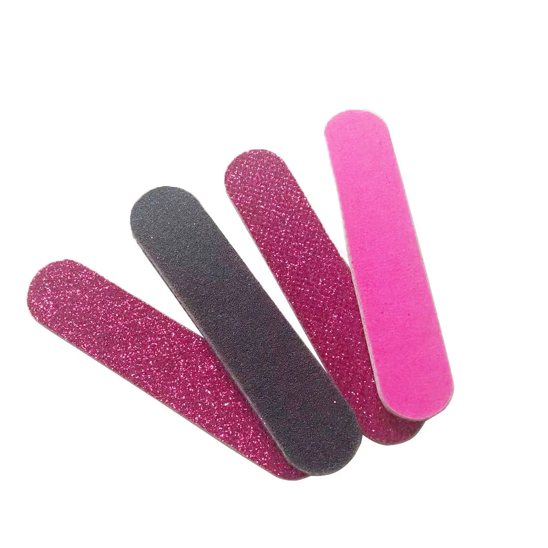 50PCS Mini Pink Glitter Nail Files – 3.5” Sandpaper Emery Boards for Nail Art & Manicure
