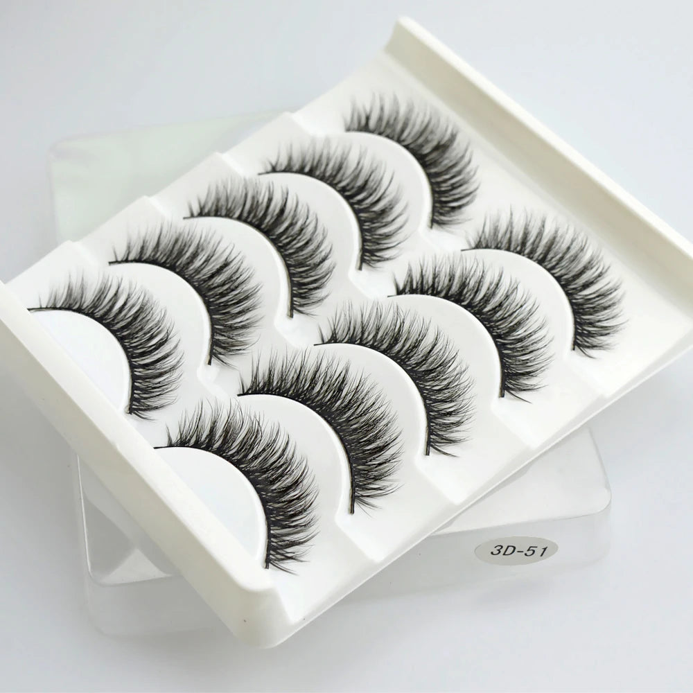 QSTY 3D Mink False Eyelashes – Dramatic Black Volume, 5 Pairs