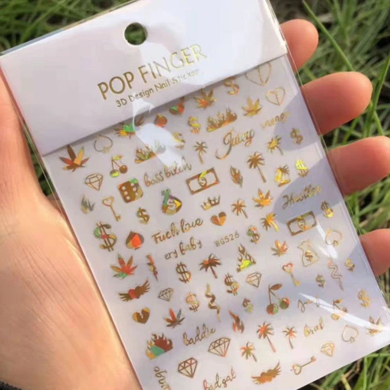 3D Dollar Sign Nail Art Stickers