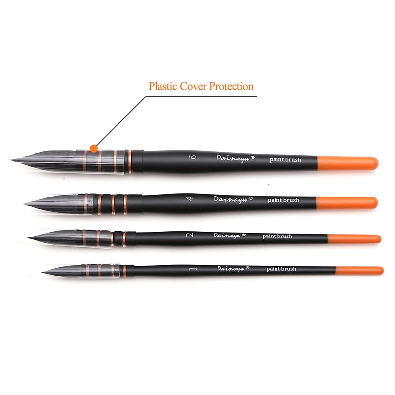 Dainayw 4-Piece Art Brush Set – Squirrel & Horse Hair Watercolor Brushes for Gouache, Wash & Mop Painting