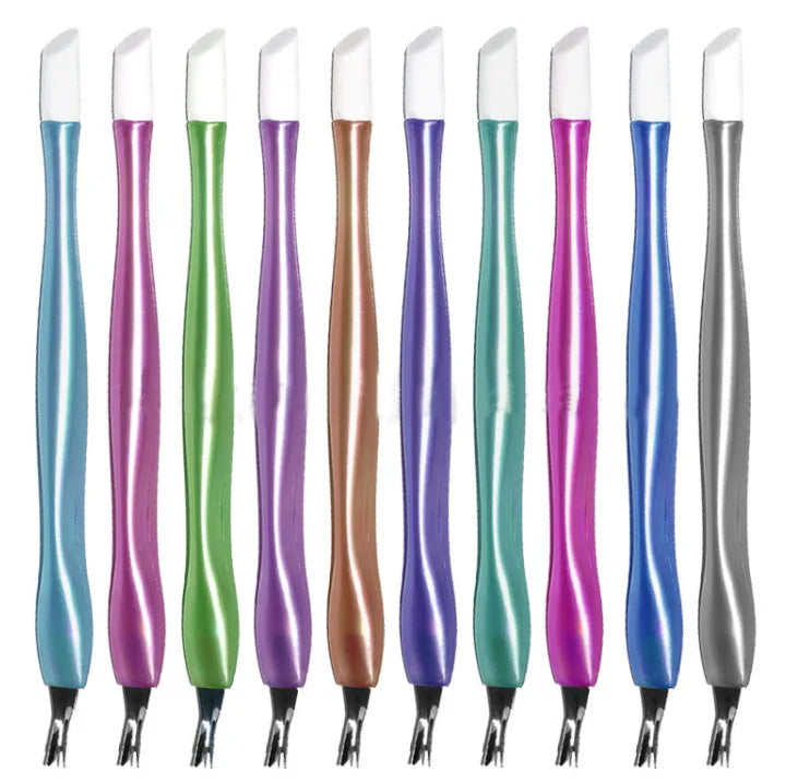 10pcs Mixed Color Cuticle Pusher Set – Dead Skin Fork, Trimmer & Peeling Knife Manicure Nail Art Tools