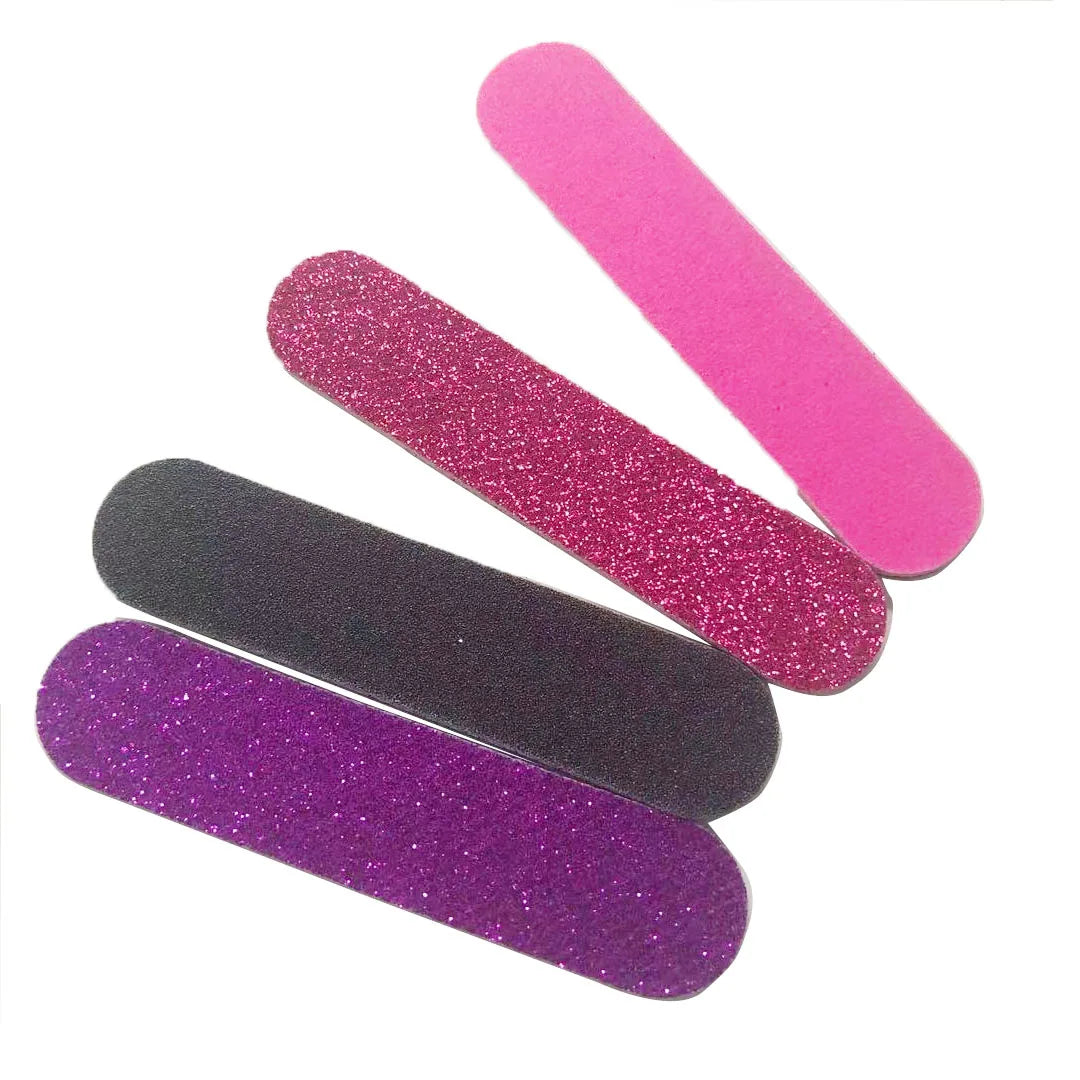 50PCS Mini Pink Glitter Nail Files – 3.5” Sandpaper Emery Boards for Nail Art & Manicure
