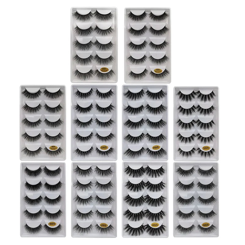 5/10 Pairs 3D Faux Mink Long Natural False Eyelashes – Dramatic & Thick