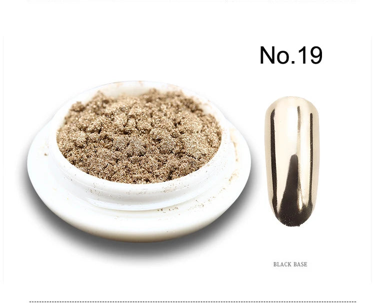 1Pc 19 Colors Nail Glitter Mirror Powder – 0.5g Chrome Dust Pigment for Nail Art & Dip Powder, JK47441