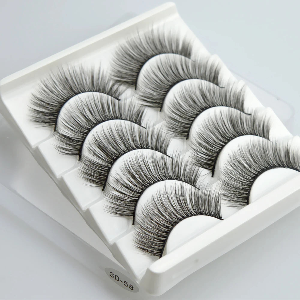 QSTY 3D Mink False Eyelashes – Dramatic Black Volume, 5 Pairs