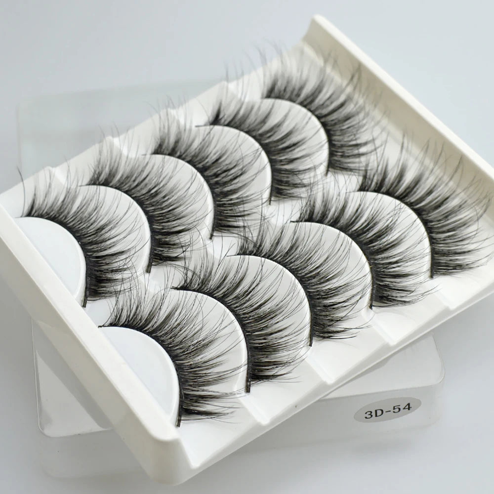 QSTY 3D Mink False Eyelashes – Dramatic Black Volume, 5 Pairs