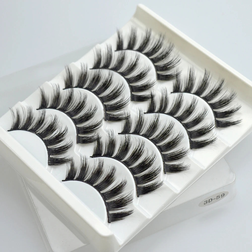 QSTY 3D Mink False Eyelashes – Dramatic Black Volume, 5 Pairs