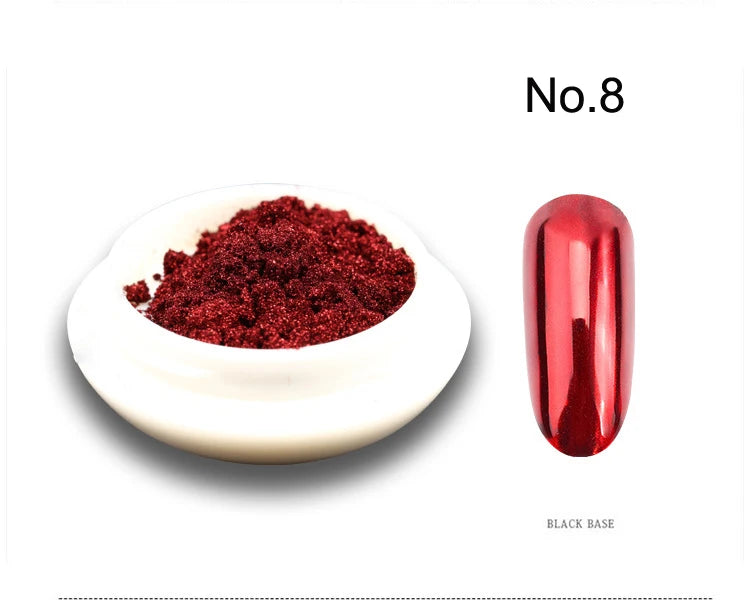 1Pc 19 Colors Nail Glitter Mirror Powder – 0.5g Chrome Dust Pigment for Nail Art & Dip Powder, JK47441