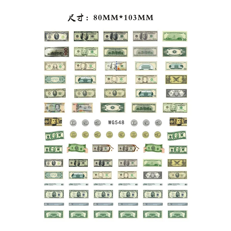 3D Dollar Sign Nail Art Stickers